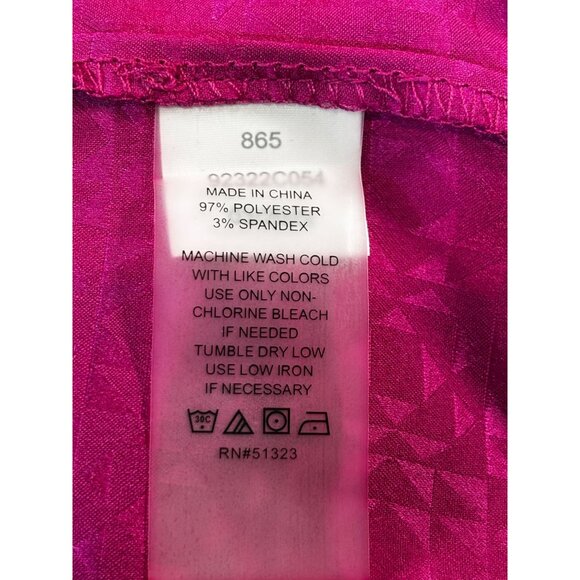 Vince Camuto Womens Fuchsia Blouse 2X Textured Long Sleeve V-Neck - Picture 5 of 9